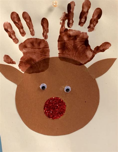 Preschool Crafts Handprint Reindeer Rudolph Winter Holiday