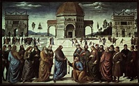 "Perugino, Schluesseluebergabe an Petrus" Bild als Poster und ...