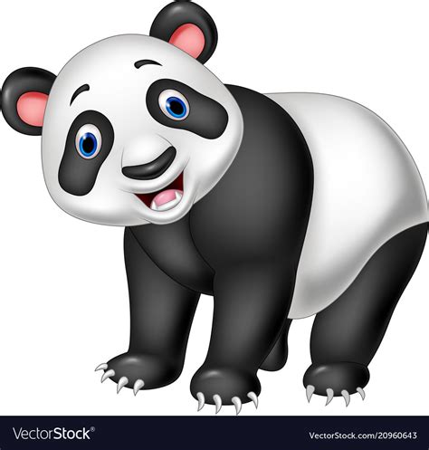 Cartoon Happy Panda Isolated On White Background Vector Image
