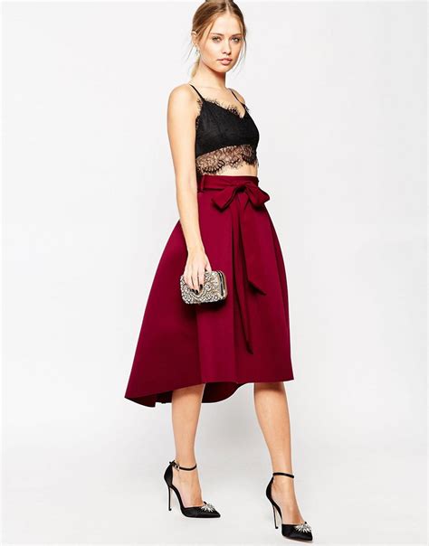 Asos Premium Occasion Bonded Midi Prom Skirt In Berry Uk 12eu 40us 8