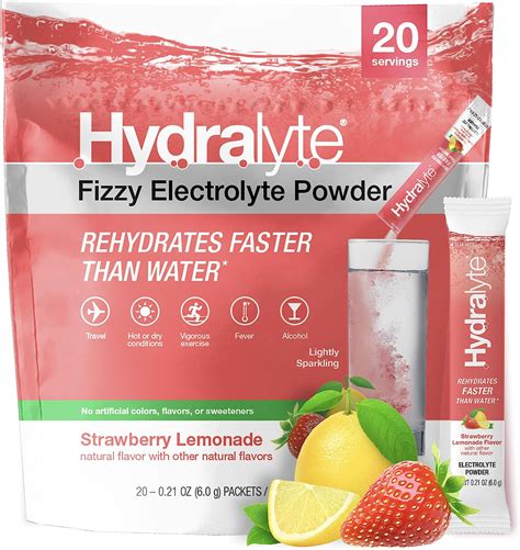 Hydralyte Electrolyte Powder Packets Strawberry Lemonade Hydration