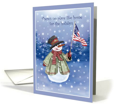 Starting at 19¢ per greeting card! Patriotic Snowman and USA Flag Christmas card (535354)