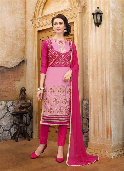 Salwar Suits Catalog 5187 No 1085 Look Pretty In This Dress Material In Pink Colored Top Paired