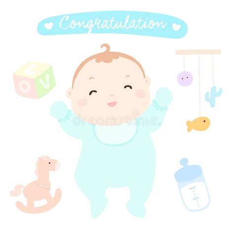 Congratulation New Happy Baby Boy Stock Vector Illustration Of Bottle