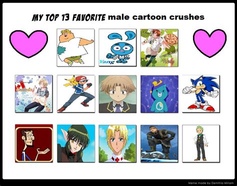 top 13 favorite male cartoon crushes meme my way by sissycat94 on deviantart