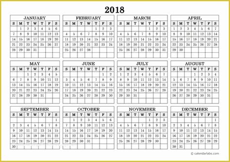 Free 12 Month Calendar Template Of Free Printable 2018 Calendar