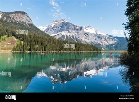 Canoe On Emerald Lake In Canadian Rocky Mountains Yoho Np Bc Canada