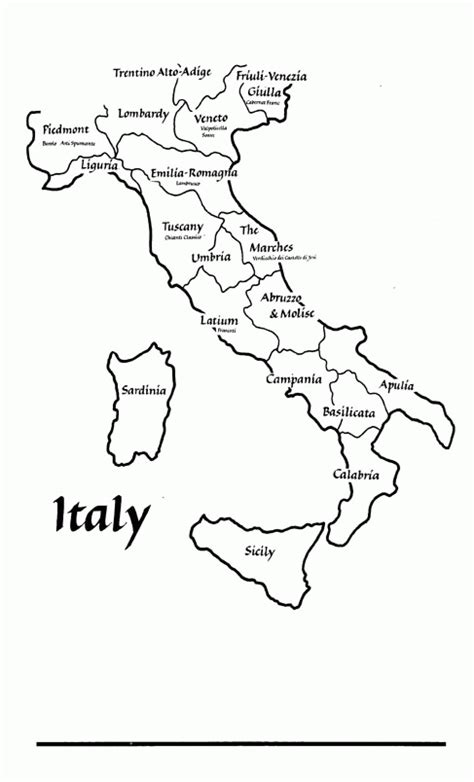 Map Of Italy Coloring Page