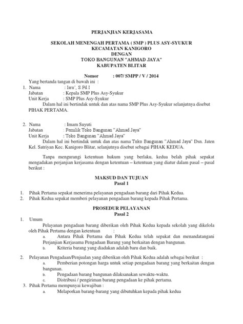 Sama halnya dengan surat penawaran barang atau surat penawaran jasa hanya saja yang membedakan adalah bentuk kerjasama yang hendak ditawarkan oleh sebuah perusahaan kepada perusahaan atau organisasi tertentu lainnya. Contoh Mou Catering Dengan Perusahaan - IlmuSosial.id