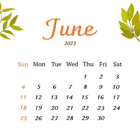 Calendar June 2023 With Leaves Calendar June 2023 June 2023 Calendar