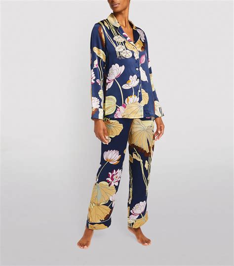 Olivia Von Halle Silk Lotus Lila Pyjama Set Harrods Us