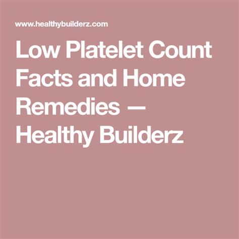 Symptoms Of Low Platelet Counts