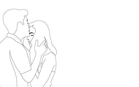 A Men Kissing On Girls Forehead Beautiful Romantic Couple Character Coloring Pages Vector