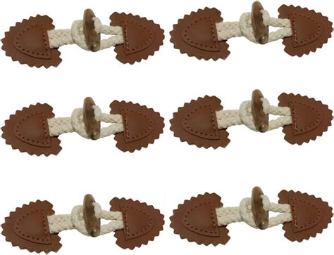 6 Pairs Leather Duffle Coat Clasp Clothing Toggle Buttons For Knitting