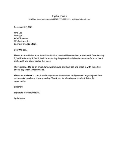 Sample Absent Excuse Letters For Missing Work