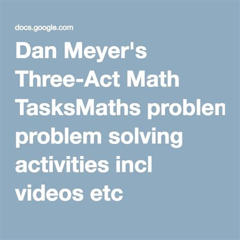 Dan Meyers Three Act Math Tasks Act Math Math Tasks Math
