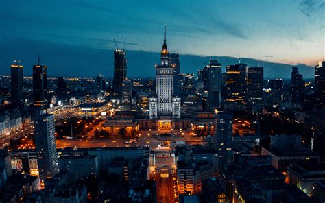 Download Wallpaper 3840x2400 City Aerial View Buildings Night