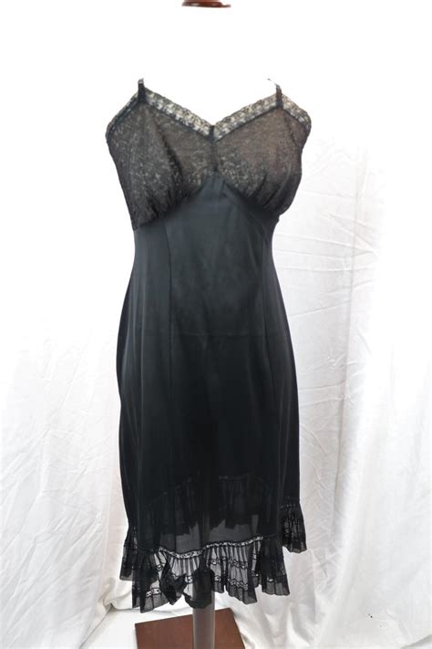 Bid Now Vintage 1950s Seamprufe Black Nylon And Lace Slip March 1 0123 1100 Am Edt