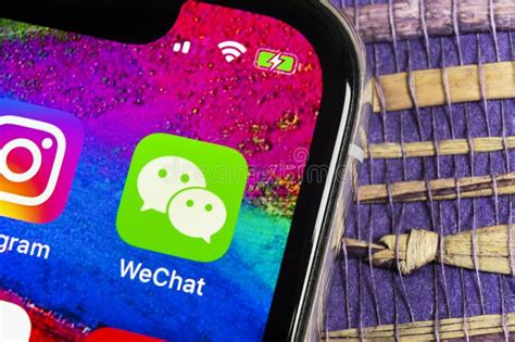 Wechat Messenger Application Icon On Apple Iphone X Smartphone Screen