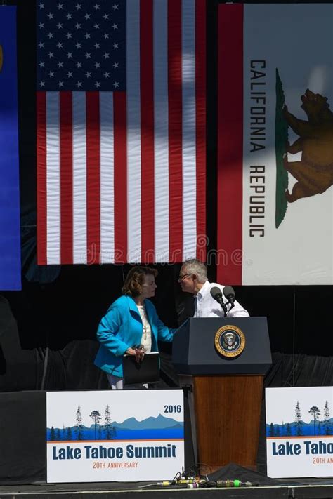 Senators Harry Reid And Diane Feinstein At 20th Annual Lake Tahoe Summit 23 Editorial Stock Image