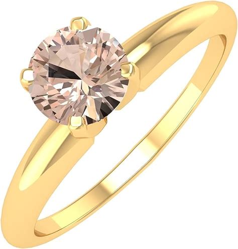 14k Yellow Gold Solitaire Round Morganite Color Stone Engagement Ring