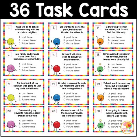 Verb Tenses Task Cards And Anchor Charts Activities Past Present Future Tense Made By Teachers