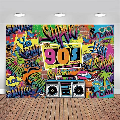 Photography Backdrop 90s Party Radio Retro Graffiti Brick Wall Hip Hop