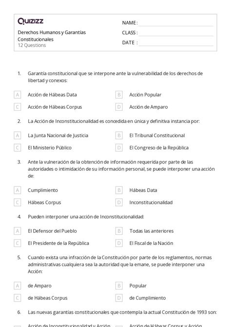 50 Las Enmiendas Constitucionales Hojas De Trabajo Para Grado 3 En Quizizz Gratis E Imprimible