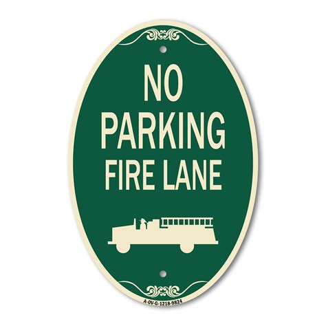 Signmission Designer Oval Series Sign No Parking Fire Lane Green