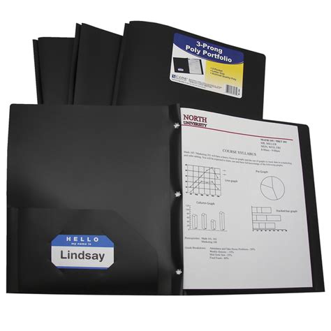 C Line Poly Portfolio Folder With Prongs 2 Pocket With