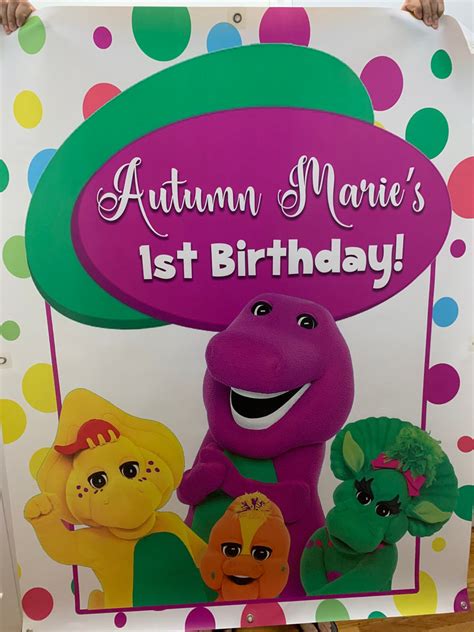 Barney Birthday Party Backdrop Personalized Step And Repeat Designed