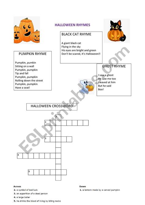 Halloween Rhymes Esl Worksheet By Lia The Teacher