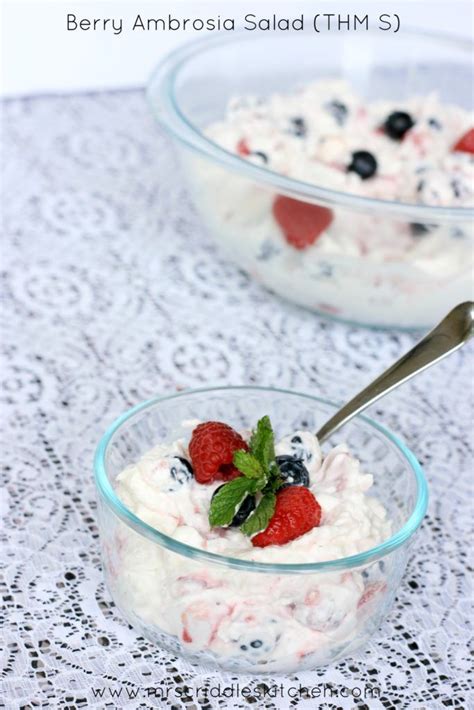 A sweet dessert treat that is healthy! Berry Ambrosia Salad (THM S) | Recipe | Ambrosia salad ...