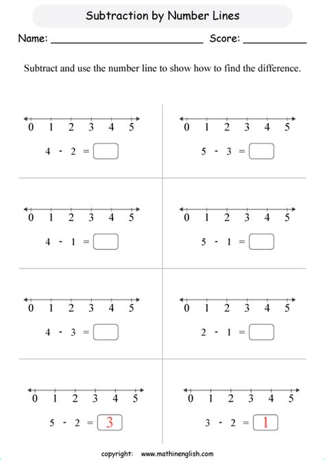 Subtraction Number Line Worksheets 2nd Grade