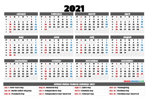 Monday 31 may to friday 4 june; 2021 Calendar with Holidays Printable - 6 Templates | Free ...