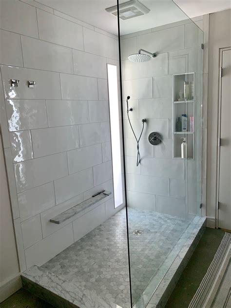 Walk In Shower With Glass Wall Full Bathroom Remodel Shower Remodel