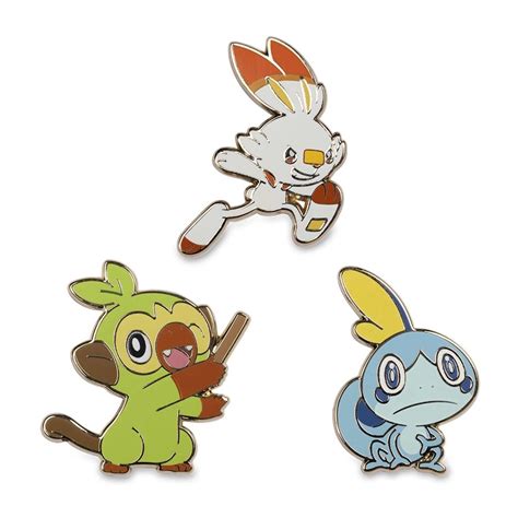 Grookey Scorbunny And Sobble Pokémon Pins 3 Pack Pokémon Center Uk Official Site