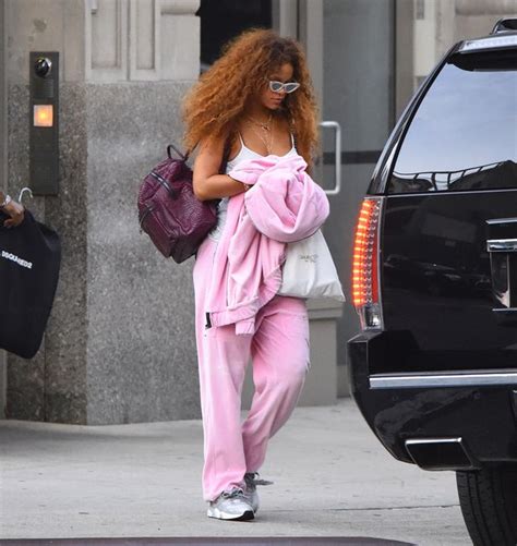 Rihanna Dresses Down In Comfy Pink Tracksuit After Returning Home From