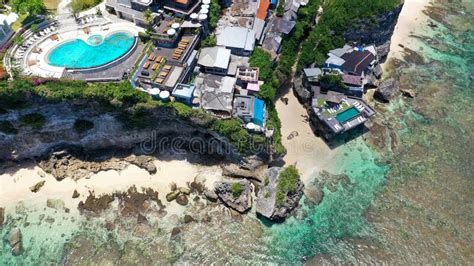 Beautiful Aerial View Of Blue Point Beach In Uluwatu Bali Indonesia