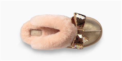 Ugg Wool Coquette Sequin Bow Slipper Coquette Sequin Bow Slipper In Gold Metallic Lyst