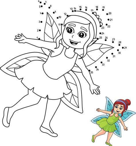 Dot To Dot Flying Fairy Coloring Page For Kids 10789526 Vector Art At