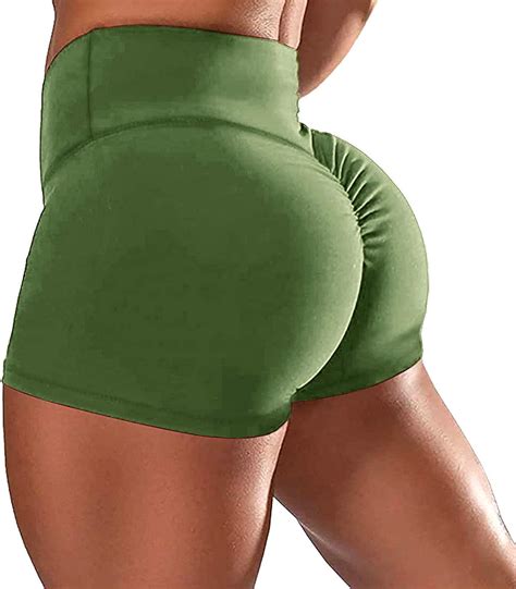 Amazon Com Yofit Women Ruched Yoga Shorts Butt Lifting High Waist