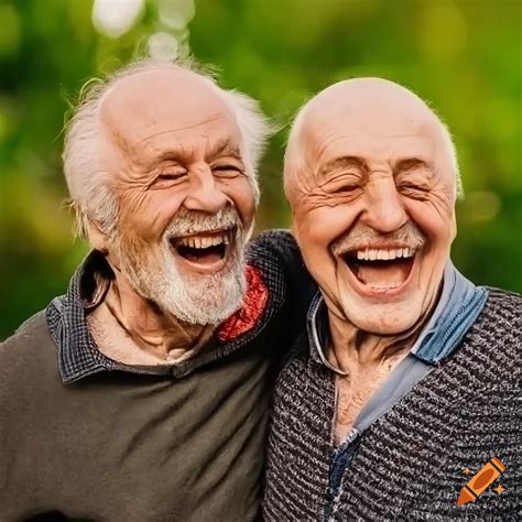 Close Up Of Two Elderly Men Laughing