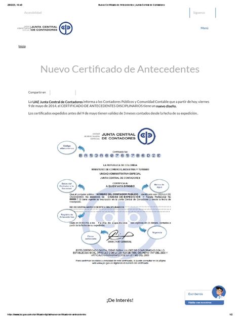 Nuevo Certificado De Antecedentes Junta Central De Contadores Pdf