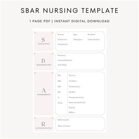 Sbar Template Nursing Report Sheet Change Of Shift Report Etsy Finland