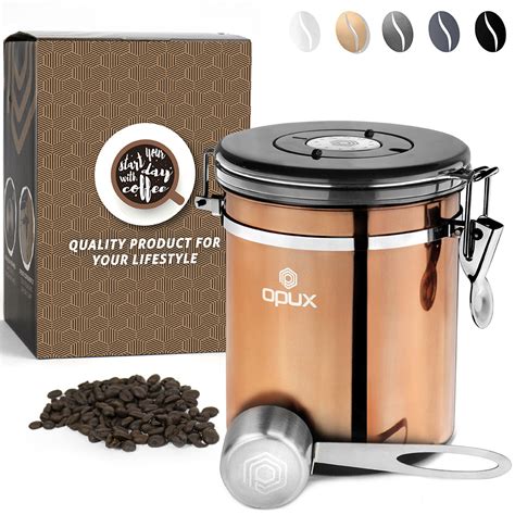 This ensures drying of all the moistening elements that can spoil the beans. OPUX Airtight Coffee Canister | Stainless Steel Coffee Jar ...