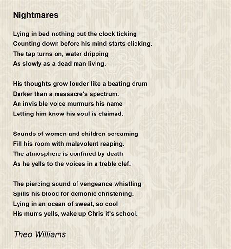 Nightmares Nightmares Poem By Theo Williams