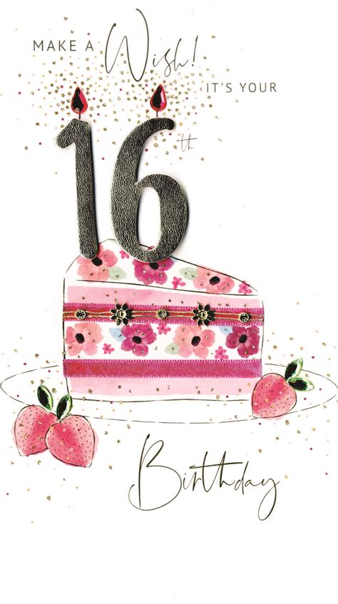 16th Birthday Greeting Card Hand Finished Cards
