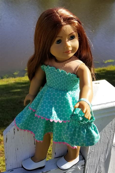 18 inch doll dress fits american girl smocked teal dress etsy