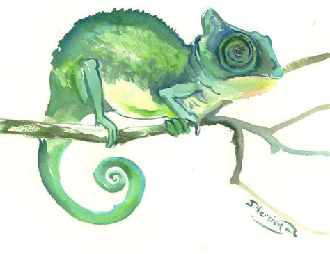 Chameleon Original Watercolor Painting 12 X 9 In Etsy Original